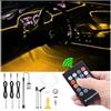 QAUBEN 4 metri di fibra ottica Auto illuminazione ambientale con telecomando RF 8 colori musica multicolore kit di illuminazione interna DC 12V 1W