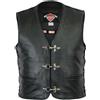 Texpeed gilet da moto in pelle - Motociclista con chiusura a clip e lacci laterali - Nero - Tutte le taglie