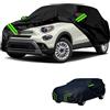Generico personalizzato telo copriauto Compatibile con Fiat 500X sport 2014-2018,protezione solare,dalla pioggia,dal vento,dalla polvere,adatto a tutte le stagioni(black green)