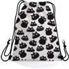 Generic Sacca sportiva Fluffy Cat Black Zaino Sportiva yoga 36x42cm | Sacchetti Stampata Zaino con Coulisse per quotidiano sport Regalo