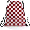 Generic Borsa con coulisse Red Checkered Sacca sportiva Adulti 36x42cm | Sacche Sportive Impermeabile Zaino Sportiva per nuotare quotidiano spiaggia