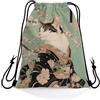 Generic Sacchetti Japanese Kimono Cat Sacca Coulisse Viaggio 36x42cm | Sacca Zaino Sportiva resistente Borse da Palestra per nuotare Best Friends Adulti