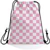 Generic Sacche Sportive Pink Checkered Sacca da Ginnastica Festa 36x42cm | Zaino con Coulisse Pratico Zaino Sportiva per uomo e donna Viaggio Palestra