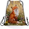 Generic Sacca Zaino Sportiva Flowers Fox Sacca Zaino Sportivo spiaggia 36x42cm | Sacca Coulisse Stampata Zaino Sportiva per Festa Viaggio Best Friends