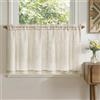 TOPICK Tende moderne per soggiorno e cucina Beige 60A x 150L cm 1 tendine | Tende cucina lino Passante tenda per interni balcone stile country roulotte corte semi-trasparenti rustiche soggiorno doccia