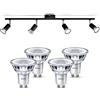 Philips Limbali Faretto (Nero) - 4 luci - SceneSwitch | Faretto da soffitto - GU10 - Bianco caldo - Facilmente dimmerabile con il tuo interruttore tradizionale