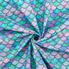 FINGERINSPIRE Tessuto di Cotone Scaglie di Sirena 1x1.47m Tessuto Motivo Scaglie di Pesce Tessuti di Cotone Sirena Colorati per Sfondi di Feste Progetti di Cucito e Usi Creativi Fai da Te Non Elastici