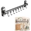 jiayituamz Appendi Utensili Cucina Porta, Mestoli da CucinaVentos, 40 cm Barra Reggi Utensili Cucina con Doppia, Rimovibile e Antiruggine, per Cucina e Bagno, Coperchi e Coltelli, Grigio fucile