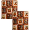 Generic Coperta autunnale in flanella, motivo a quadri, con foglie di zucca, reversibile, decorazione