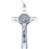 La Balestra Crocifisso per Collana, Croce di San Benedetto Made in Italy - Pendente Artigianale Crocifisso Placcato Oro 18K, Corpo di Cristo in Metallo - Medaglia San Benedetto (Bianco)