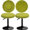 YINGAYOU Copri Sgabello Rotondo 30-40cm Fodera Sgabello Rotondo con Quadrati in Peluche, Elastici, Morbidi e Confortevoli, Dai Colori Intensi (2, Verde)