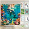 arteneur Tenda da doccia antimuffa, 240 x 200 cm, motivo: delfini | Tessuto riciclato, Oeko-Tex 100, lavabile in lavatrice a 40 °C, oscurante, impermeabile, orlo zavorrato