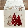 Kiatuniya Runner Tavola Natalizio Moderno Alberi Marrone Rosso Runner Tavolo 40x140 | Centrotavola Natalizio Runner Centrino Moderno Elegante Natalizi per Interni Tavola Lavabile per Cucina Decorazione