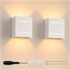 YnewL 2 Applique Bianche, Applique Parete Interno LED Luce Calda | Lampara de Pared Doppia Scanalatura Luminosa Adatto a Soggiorno, Camera da Letto, Corridoio, Vano Scal