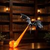 THERTHW Dragon Bookshelf Nook Light, 3D Printed Fire Breathing Dragon Book Nook | Red Blue Flame Flying Dragon Design,for Home Office LivingRoom Bedroom Ornament, Library Collector Gift
