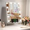 Dripex Specchio da Trucco con Bluetooth, 41L x 30l cm Specchio Hollywood da Tavolo con Lampadine a 12 Led Tre Colori di Luce e Funzione di Luminosità Regolabile (Dimensioni con base: 48L x 36,5l cm)