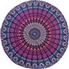 Popular Handicrafts - Arazzo rotondo da appendere al muro, motivo con mandala indiano, decorazione da parete in stile hippie e bohémien, in cotone, tappetino rotondo da yoga, 127 cm, blu muticolore