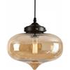 XIRYTU-H 27cm Lampada A Sospensione In Vetro Moderna Con Portalampada In Metallo Nero, Lampadario Da Soffitto Industriale Vintage E27, Per Isola Cucina Sala Da Pranzo Camera Da Letto Bar (Ambra)