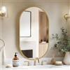 AYIYILA Specchio da Parete Ovale Oro 50x75 cm,Cornice in Alluminio | Specchio da Muro Moderno per Bagno Soggiorno Camera da Letto Ingresso, Montaggio Orizzontale e Verticale