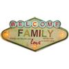 FOREVER Targa in metallo Retro LED Welcome Family Targa grande Luminosa Decorazione per la casa: Famiglia Scritta sulla parete per il soggiorno, Targa di benvenuto all'ingresso della cucina, camera.