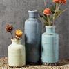 Sawoake Set di 3 vasi vintage in ceramica, smaltati craquelé, grigio blu verde, decorazione floreale per mensola della fattoria, centrotavola, caminetto, soggiorno e ufficio