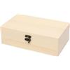 HpLive Piccola scatola di legno con coperchio, in legno naturale, non trattato, decorazione per gioielli, souvenir, fai da te, 20 x 12 x 7 cm