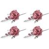 Qrelia Christmas 4 Fiori Artificiali Anemone Stoffa Glitter Bordo e Bacche | Set 4 Rami Decorativi per Composizioni, Centrotavola e Addobbi Natalizi, Fiore Ø8 cm, Altezza 22,5 cm