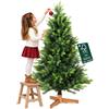 BAKAJI Albero di Natale Molto Folto Ecologico e Ignifugo con Base in Legno, Decorazione Natalizia Salvaspazio Foltissima con Rami Realistici (Verde Strasburgo, 150 cm)