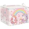 Clastyle Ceste Biancheria Bambini Unicorno Rosa Cestino Giocattoli Vestiti Impermeabile per Ragazza Cestino Portaoggetti per Bagno Cameretta Bucato, Arcobaleno, 40x30x30 cm