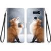 KARTXITAI Cover Compatibile con LG V30/LG V30 Plus/LG V30S PU Pelle TPU Silicone Portafoglio Magnetica con Disegni Motivo Animale Flip Custodia in Libro Slot Schede Custodia-Volpe,neve