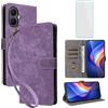 IUQXU Cover per TCL K70 TCLK70 5G Libro con Vetro Temperato VIO | Blocco RFID,Antiurto,Supporto,Custodia in Pelle Portafoglio,Case per TCL K 70 TCLK70 5G