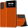 Nshkeji Cover per Samsung Galaxy S21 FE Custodia Pelle Portafoglio Flip a Libro con Porta Carte Slot Funzione Supporto Clear View Antiurto Caso Protezione Custodia per Samsung S21 FE 5G Case