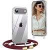 OLEPHY Trasparente Cover con Cordino per iPhone Air 6,5'', VinoRosso | Custodia con Collana, Regolabile e Rimovibile,[Antiurto] [AntiGraffio] Case con Laccio Tracolla,