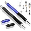 MEKO 2-in-1 Penna di Precisione per Touch Screen con 6 Punte Sostituibili Pennino Capacitivo per iPad, Tablet, iPhone, Smartphone, Samsung Galaxy Note/Tab - Nero + Blu
