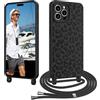 CaseLover Cover compatibile iPhone 15 Pro con Cordino, Custodia con Laccio Collana Regolabile Morbida TPU Silicone Case con Motivo Leopardato Antiurto Protettiva Cover per iPhone 15 Pro, Nero
