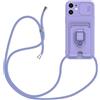 YFSYLL Cover Compatibile con Samsung Galaxy A06 con Cordino,Custodia con Cordino Silicone Cover,Protezione Fotocamera,360°Anello Supporto,Porta Carte,Viola