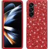 BLOTECH Cover Brillantini per Samsung Galaxy Z Fold 5 Backcover Glitter Ultra Bling Custodia in Silicone Morbido TPU Shockproof Coperture Bumper Gel Soft Custodia Lucciante per Samsung Galaxy Z Fold 5,Rosso