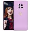 POUHYE Cover per Huawei Mate 20 Pro Custodia Originale, Gomma Gel di Silicone Liquida Cover con Protezione Fotocamera, Morbida Sottile e Antiurto AntiGraffio Case con Motivo a Amore Cuore Viola