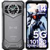 DOOGEE S200 Telephone Portable Incassable 5G Android 14, 32GB+256GB/TF 2TB Smartphone Incassable, Écran arrière de 1,32, 10100 mAh 33W, 6,72 FHD+ 120 Hz, 100MP+20MP+20MP, WiFi6/NFC/GPS