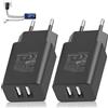 LEVMEK 2 x caricabatterie USB doppio 5 V 2 A 10 W ricarica rapida con 2 porte USB-A, adattatore presa USB per cellulare tablet Powerbank, compatibile con iPhone, Samsung, Xiaomi, Huawei