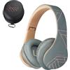PowerLocus Cuffie Wireless Bluetooth, Cuffie Senza Fili Over Ear con Microfono Hi-Fi Audio Stereo, Pieghevoli, Cuffie Wireless e Cablate, Micro SD/TF per Ufficio/Adulti/Telefono/PC/TV (Grigio Asfalto)