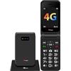 TTfone TT760 Telefono Cellulare 4G a Flip con Grandi Pulsanti per Anziani e Pulsante di Assistenza d'Emergenza - Telefono Cellulare Semplice Sbloccato (con base di ricarica, Nero)