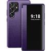 Croazhi Galaxy S23 Ultra Cover per Samsung Galaxy S23 Ultra Flip Folio Clear View Custodia a libro in pelle 360 Full Body Protector Antigraffio Cover per Samsung S23 Ultra (Viola)