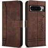 Bravoday Cover per Google Pixel 8 PRO/Google Pixel 8 PRO, Flip Custodia in Pelle PU con Slot per Schede, Portafoglio Custodia per Google Pixel 8 PRO/Google Pixel 8 PRO, Marrone