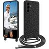 CaseLover Cover per Samsung Galaxy S25 Plus 5G/Galaxy S25+ 5G con Cordino, Custodia con Laccio Collana Regolabile Morbida TPU Silicone Case con Motivo Leopardato Antiurto Protettiva Cover, Nero