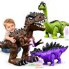 WOANZZ 3 Pezzi Giocattoli Dinosauri per Bambini 3-7 Anni, Robot Elettrico Camminante con Suoni e Luci LED, Set T-Rex Brachiosauro Stegosauro, Regalo di Compleanno Bambino Bambina