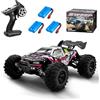 Ledovan Auto telecomandata brushless 1/16 per adulti, 70 km/h RC Truck con luce, 2,4 GHz ad alta velocità, 4WD fuoristrada impermeabile, 3 batterie (rosso)