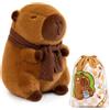 Ourdort Capybara Peluche con Sciarpa Rimovibile 23 cm | Nimali di Peluche Realistici Capibara Morbido e Carino,Realistico Animale Peluches Capibara,per Ragazzi Ragazze