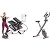 Sunny Health & Fitness Sunny Health and Fitness Total Body Smart 2-in-1 Stepper Machine, Total Body Workout, Adjustable + Smart Folding X-Bike, Portable Compact Exercise Bike, 14-Level Magnetic Resistance