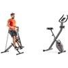 Sunny Health & Fitness Upright Row-N-Ride, Versatile Full-Body Workout Squat Assist Trainer + Smart Folding X-Bike, Portable Compact Exercise Bike, 14-Level Magnetic Resistance